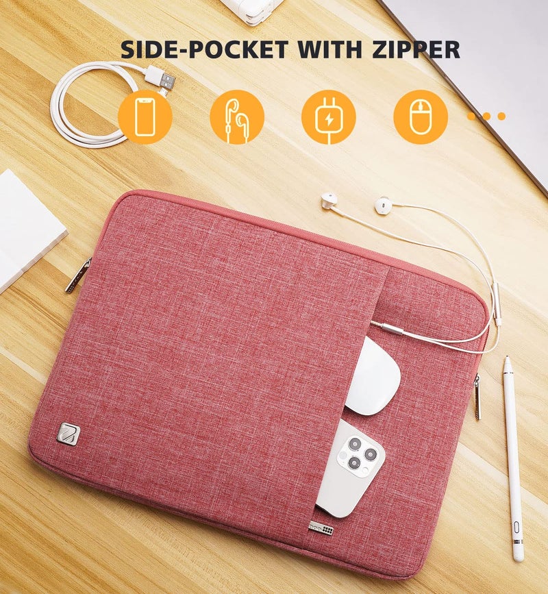 NIDOO 13.3 Inch Laptop Sleeve Case 14 inch Protective Notebook Bag for 13.5" Surface Laptop 6 5 4/14" MacBook Pro M3 M4 2024/13.3 ThinkPad X13 / 14" Yoga Slim 7i Pro Women, Red - Image 2
